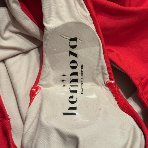 NWT Hermoza Vera Colorblock One Piece Swimsuit in Pink / Poppyred - Picture 7 of 12